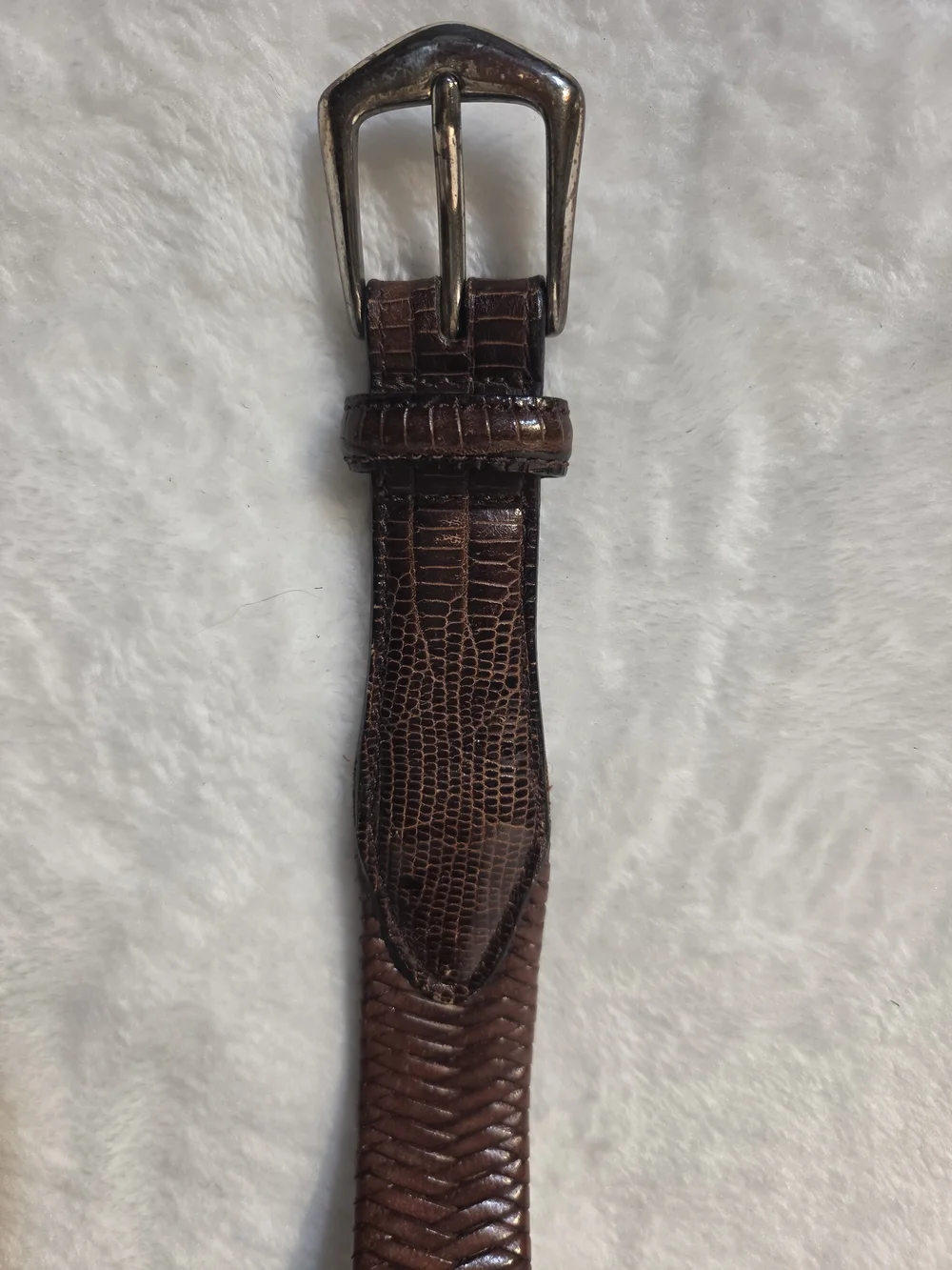 Men's Woven Leather Belt in Brown